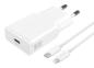 Preview: 4smarts Netzladegerät PDPlug Slim GaN 1C+ USB-C auf Lightning 1.5m weiß - 20.000 W