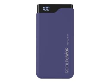 RealPower PB-15000C - Powerbank - 15000 mAh - 54 Wh - 3.1 A - 3 Ausgabeanschlussstellen (USB, 24 pin USB-C)