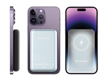 Verbatim Charge 'n' Go - Induktive Power Bank - Magnethalterung - Li-Pol - 10000 mAh - 20 Watt - 2.4 A - Apple