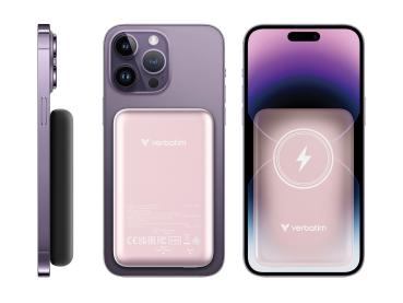 Verbatim Charge 'n' Go - Induktive Power Bank - Magnethalterung - Li-Pol - 10000 mAh - 20 Watt - 2.4 A - Apple