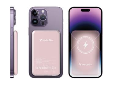 Verbatim Charge 'n' Go - Induktive Power Bank - Magnethalterung - Li-Pol - 5000 mAh - 20 Watt - 2.4 A - Apple 