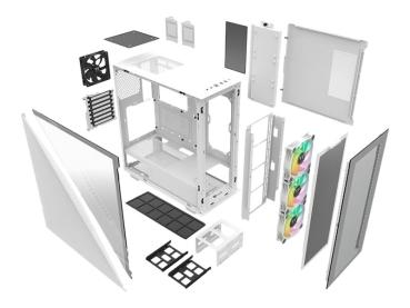 Thermaltake Divider 300 TG Snow - Mid tower - ATX - keine Spannungsversorgung (PS/2)