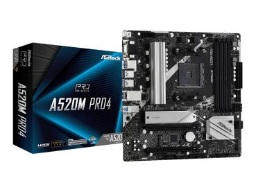 ASRock A520M Pro4 - Motherboard - micro ATX - Socket AM4 - AMD A520 Chipsatz - USB-C Gen1, USB 3.2 Gen 1 - Gig
