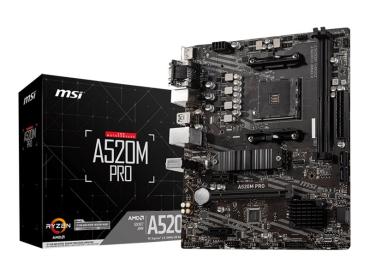 MSI A520M PRO - Motherboard - micro ATX - Socket AM4 - AMD A520 Chipsatz - USB 3.2 Gen 1 - Gigabit LAN - Onboa