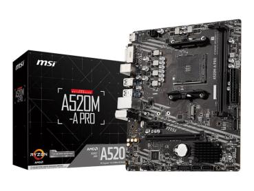 MSI A520M-A PRO - Motherboard - micro ATX - Socket AM4 - AMD A520 Chipsatz - USB 3.2 Gen 1 - Gigabit LAN - Onb