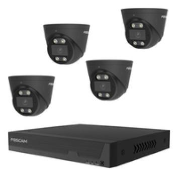 Foscam FN9108E-T4-2TÜberwachungsset mit 4Überwachungskameras schwarz