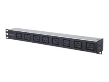 Intellinet 19" 8-fach Steckdosenleiste mit C19-Kaltgerätesteckdosen, PDU mit abnehmbarem Stromkabel (2 m)