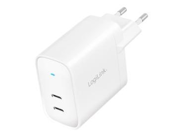 LogiLink Netzteil - GaN-Technologie - 40 Watt - 3 A - Fast Charge, PD/PPS - 2 Ausgabeanschlussstellen (2 x USB