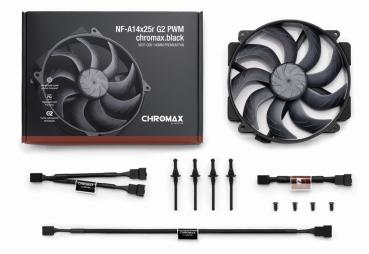 Noctua NF-A14x25r G2 PWM chromax.black Gehäuseluefter 140 mm - Gehäuse-Luefter - Gehäuse-Lüfter - 1.500 rp