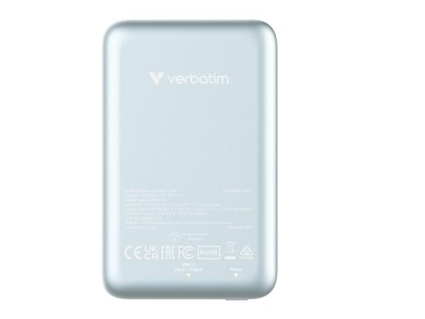 Verbatim Charge 'n' Go - Induktive Power Bank - Magnethalterung - Li-Pol - 10000 mAh - 20 Watt - 2.4 A - Apple