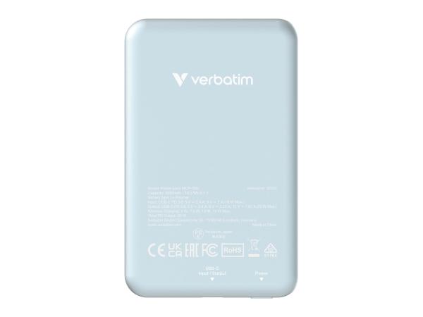 Verbatim Charge 'n' Go - Induktive Power Bank - Magnethalterung - Li-Pol - 5000 mAh - 20 Watt - 2.4 A - Apple 