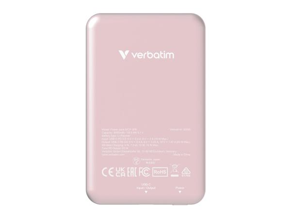 Verbatim Charge 'n' Go - Induktive Power Bank - Magnethalterung - Li-Pol - 5000 mAh - 20 Watt - 2.4 A - Apple 