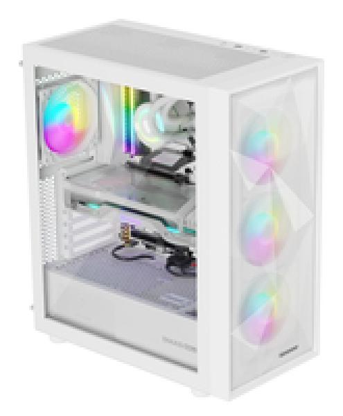 natec Gehäuse Diaxid 605 ARGB mit Sichtfenster weiß - Midi/Minitower - ATX