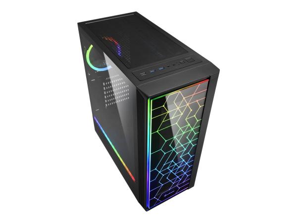 Sharkoon RGB LIT 100 - Tower - ATX - Seitenteil mit Fenster (gehärtetes Glas)
