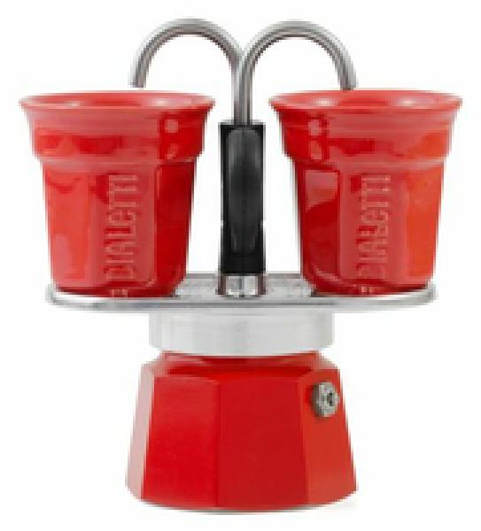 Bialetti Mini Express - Espressokocher-Set - rot+ 2 Becher in