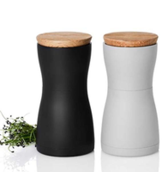 AdHoc Twin MP125 - Salz- und Pfeffermühlen-Set - Schwarz - Grau - Kunststoff - Holz - Keramik - Pfeffer - Sal