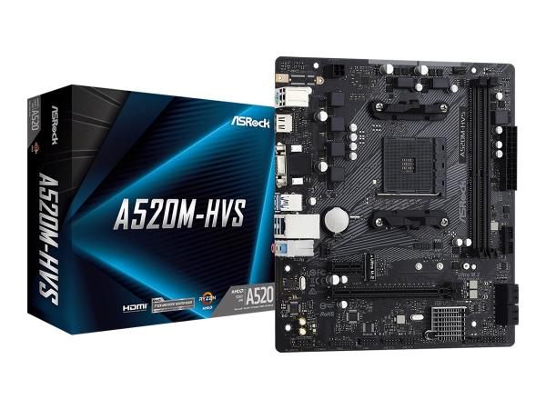 ASRock A520M-HVS - Motherboard - micro ATX - Socket AM4 - AMD A520 Chipsatz - USB 3.2 Gen 1 - Gigabit LAN - On
