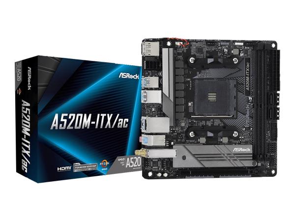 ASRock A520M-ITX/ac - Motherboard - Mini-ITX - Socket AM4 - AMD A520 Chipsatz - USB-C Gen1, USB 3.2 Gen 1 - Gi