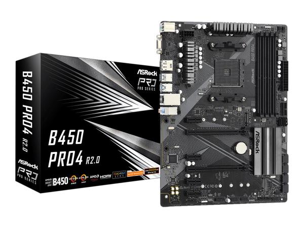 ASRock B450 Pro4 R2.0 - Motherboard - ATX - Socket AM4 - AMD B450 Chipsatz - USB 3.2 Gen 1, USB-C Gen2, USB 3.