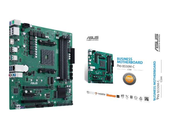 ASUS Pro B550M-C/CSM - Motherboard - micro ATX - Socket AM4 - AMD B550 Chipsatz - USB-C Gen2, USB 3.2 Gen 1, U