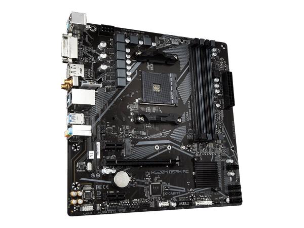 Gigabyte A520M DS3H AC - 1.X - Motherboard - micro ATX - Socket AM4 - AMD A520 Chipsatz - USB 3.2 Gen 1 - Giga