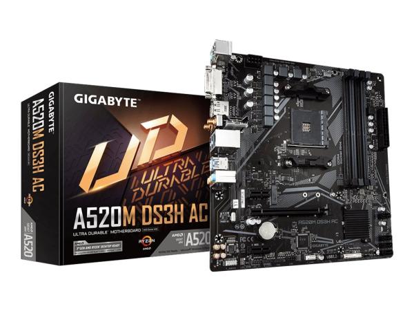 Gigabyte A520M DS3H AC - 1.X - Motherboard - micro ATX - Socket AM4 - AMD A520 Chipsatz - USB 3.2 Gen 1 - Giga