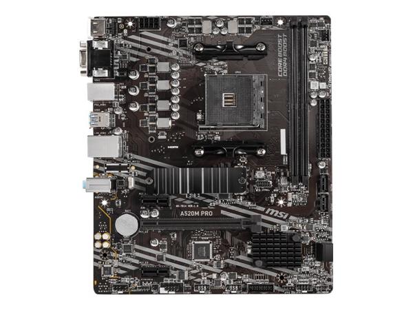 MSI A520M PRO - Motherboard - micro ATX - Socket AM4 - AMD A520 Chipsatz - USB 3.2 Gen 1 - Gigabit LAN - Onboa