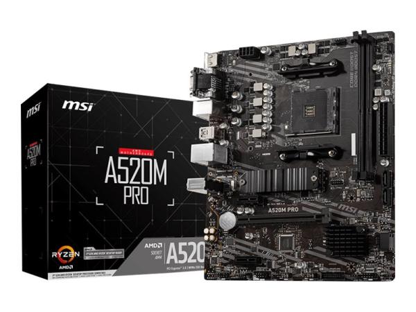 MSI A520M PRO - Motherboard - micro ATX - Socket AM4 - AMD A520 Chipsatz - USB 3.2 Gen 1 - Gigabit LAN - Onboa