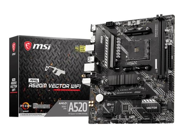 MSI MAG A520M VECTOR WIFI - Motherboard - micro ATX - Socket AM4 - AMD A520 Chipsatz - USB 3.2 Gen 1 - Gigabit