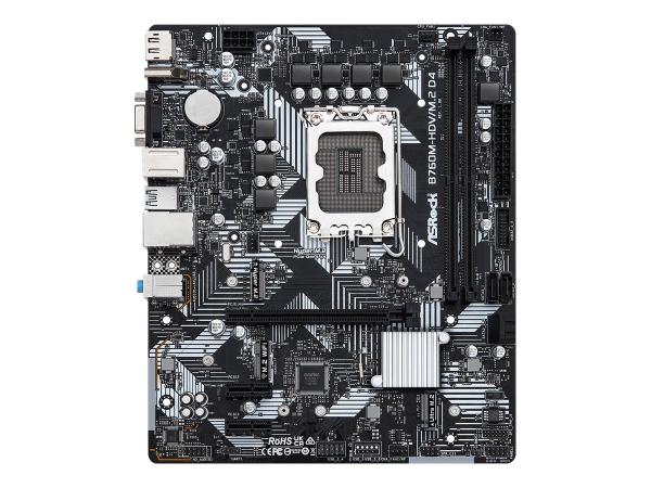 ASRock B760M-HDV/M.2 D4 - Motherboard - micro ATX - LGA1700-Sockel - B760 Chipsatz - USB-C 3.2 Gen 1, USB 3.2 