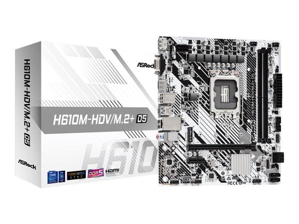 ASRock H610M-HDV/M.2+ D5 - Motherboard - micro ATX - LGA1700-Sockel - H610 Chipsatz - USB-C 3.2 Gen 1, USB 3.2