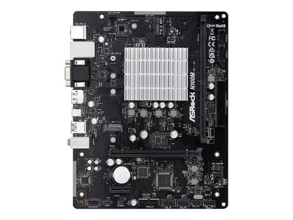 ASRock N100M - Motherboard - micro ATX - Intel N-series N100 - USB 3.2 Gen 1, USB 3.2 Gen 2 - Gigabit LAN - On