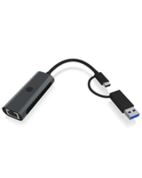 ICY BOX IB-LAN301-C3 - Kabelgebunden - USB Type-A/USB Type-C - Ethernet - 2500 Mbit/s - Anthrazit
