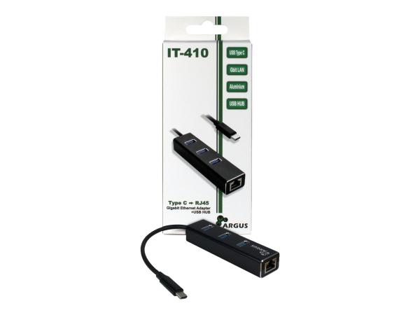 Argus IT-410 - Hub - 3 x SuperSpeed USB 3.0 + 1 x 10/100/1000