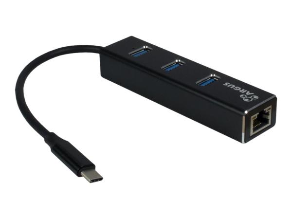 Argus IT-410 - Hub - 3 x SuperSpeed USB 3.0 + 1 x 10/100/1000