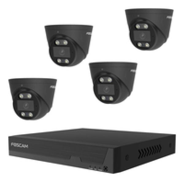 Foscam FN9108E-T4-2TÜberwachungsset mit 4Überwachungskameras schwarz