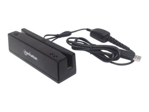 IC Intracom Manhattan USB-A Magnetic Strip Card Reader, Triple Track Reader, Keyboard Wedge Decoder, Cable 1.5