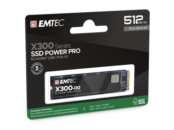 EMTEC Power Pro X300 - SSD - 512 GB - intern - M.2 2280 - PCIe 3.0 x4 (NVMe)