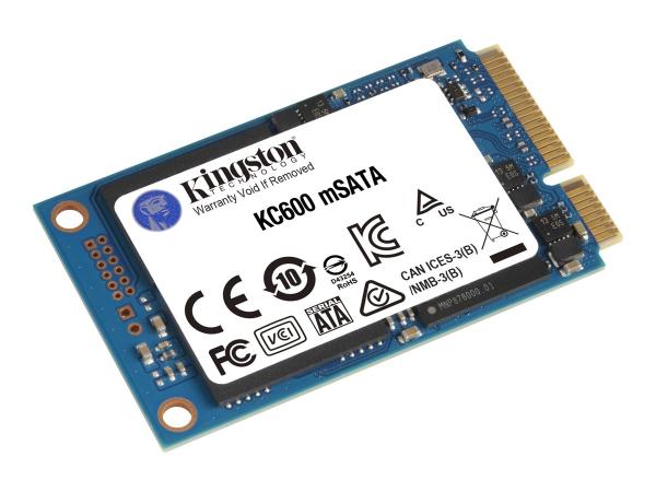 Kingston KC600 - SSD - verschlüsselt - 512 GB - intern - mSATA - SATA 6Gb/s - 256-Bit-AES - TCG Opal Encrypti