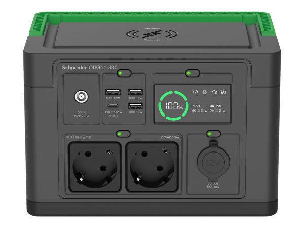APC Schneider OffGrid 330 - Tragbares kraftwerk - LCD, Lithium-Ionen, 2 CEE 7/3 Schuko-Steckdosen, Sinuswelle,