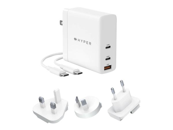 Hyper HyperJuice - Netzteil - GaN-Technologie - 140 Watt - Power Delivery 3.1, QC 3.0 - 3 Ausgabeanschlussstel