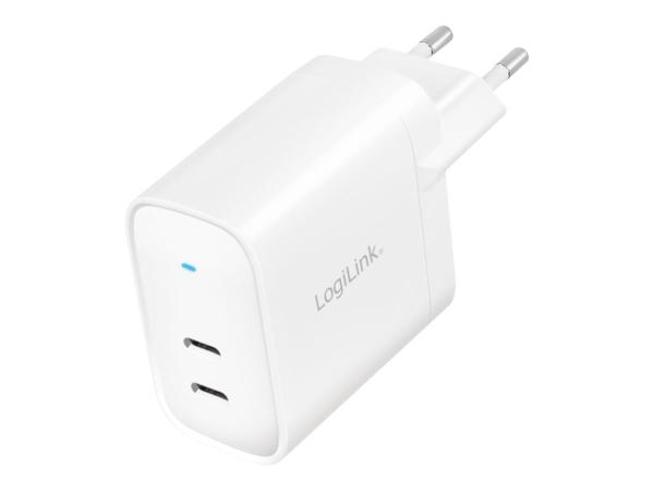 LogiLink Netzteil - GaN-Technologie - 40 Watt - 3 A - Fast Charge, PD/PPS - 2 Ausgabeanschlussstellen (2 x USB