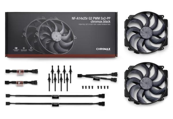 Noctua NF-A14x25r G2 PWM Sx2-PP chromax.black Gehäuseluefter 140 mm - Gehäuse-Lüfter
