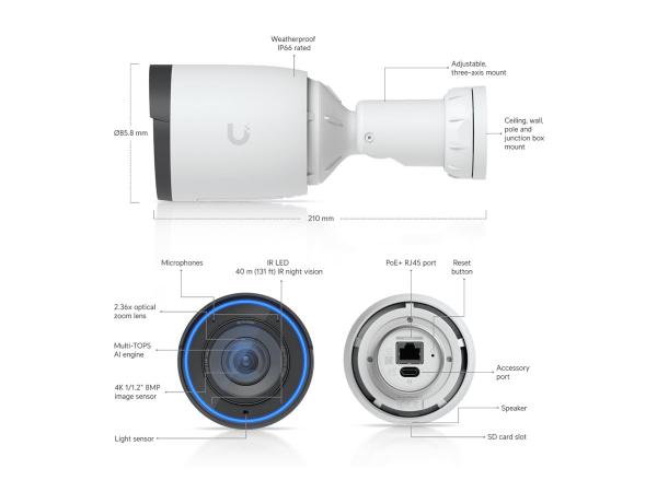 Ubiquiti UniFi Protect G6 Pro - Netzwerk-Überwachungskamera - Kugel - Außenbereich - manipulationssicher/wet