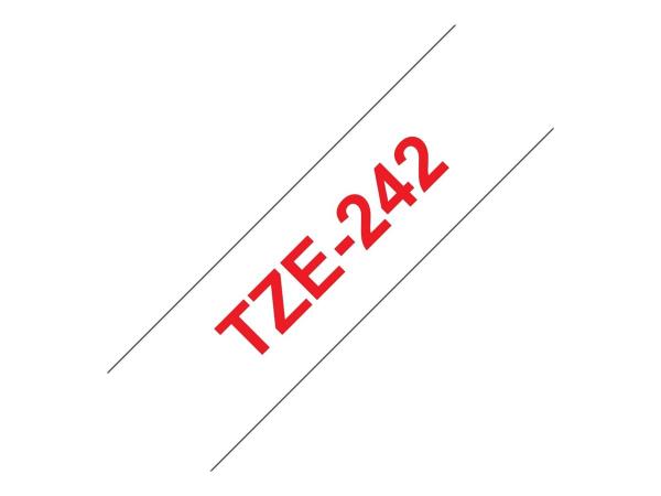 Brother TZe-242 - Selbstklebend - Rot auf Weiß - Rolle (1,8 cm x 8 m)