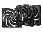 Arctic P12 Slim PWM PST - Gehäuselüfter - 120 mm - Schwarz (Packung mit 3)